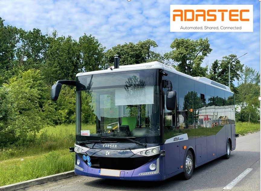 Lidar mounted on an ADASTEC bus