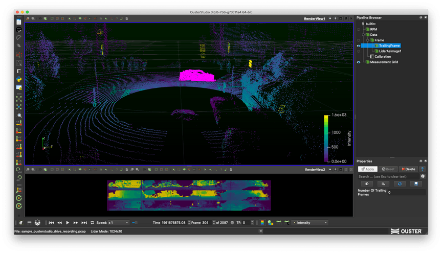 Ouster studio analyzing lidar data
